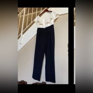 Black and Cream Jumpsuit with Elegant Flow. Elisa  J